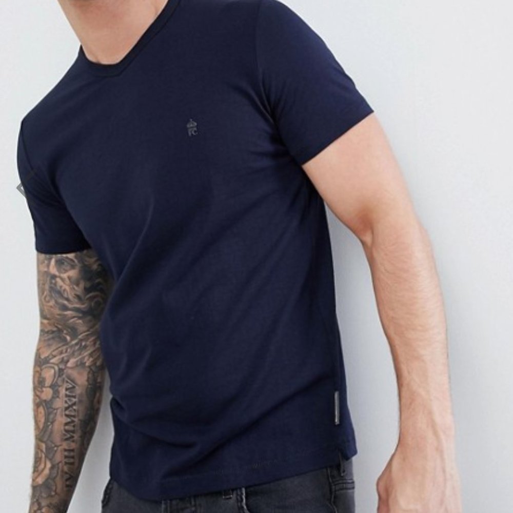 French Connection (FCUK) V-Neck T-Shirt: Navy: 6XL